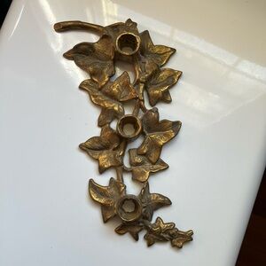 VINTAGE Solid Brass Ivy Taper Candle Holder